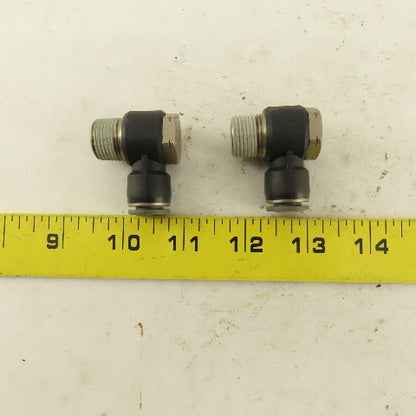 3/8" NPT x 3/8" Push To Connect Tube Nylon Swivel Elbow Fitting Lot Of 2
