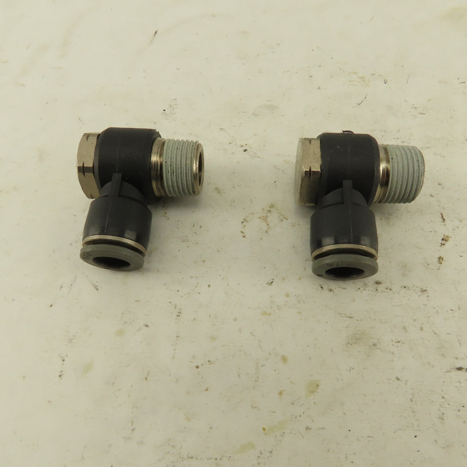 3/8" NPT x 3/8" Push To Connect Tube Nylon Swivel Elbow Fitting Lot Of 2