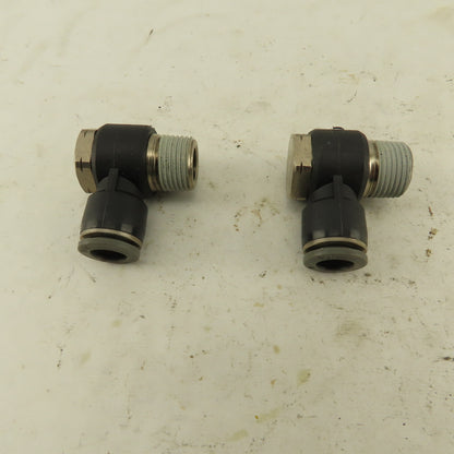 3/8" NPT x 3/8" Push To Connect Tube Nylon Swivel Elbow Fitting Lot Of 2