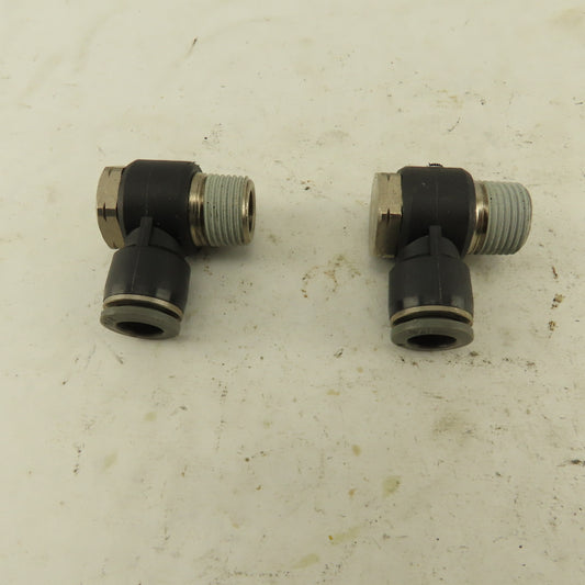 3/8" NPT x 3/8" Push To Connect Tube Nylon Swivel Elbow Fitting Lot Of 2