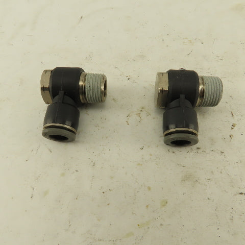 3/8" NPT x 3/8" Push To Connect Tube Nylon Swivel Elbow Fitting Lot Of 2