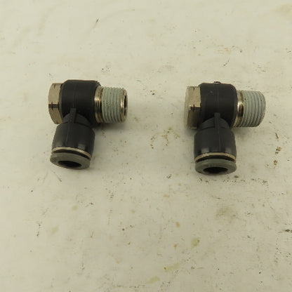3/8" NPT x 3/8" Push To Connect Tube Nylon Swivel Elbow Fitting Lot Of 2