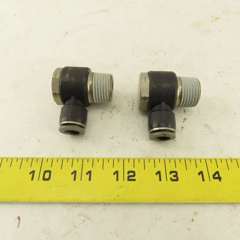 1/2" NPT x 3/8" Push To Connect Tube Nylon Swivel Elbow Fitting Lot Of 2