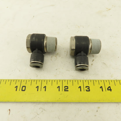 1/2" NPT x 3/8" Push To Connect Tube Nylon Swivel Elbow Fitting Lot Of 2
