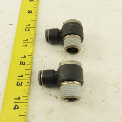 1/2" NPT x 3/8" Push To Connect Tube Nylon Swivel Elbow Fitting Lot Of 2