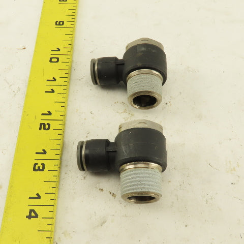 1/2" NPT x 3/8" Push To Connect Tube Nylon Swivel Elbow Fitting Lot Of 2