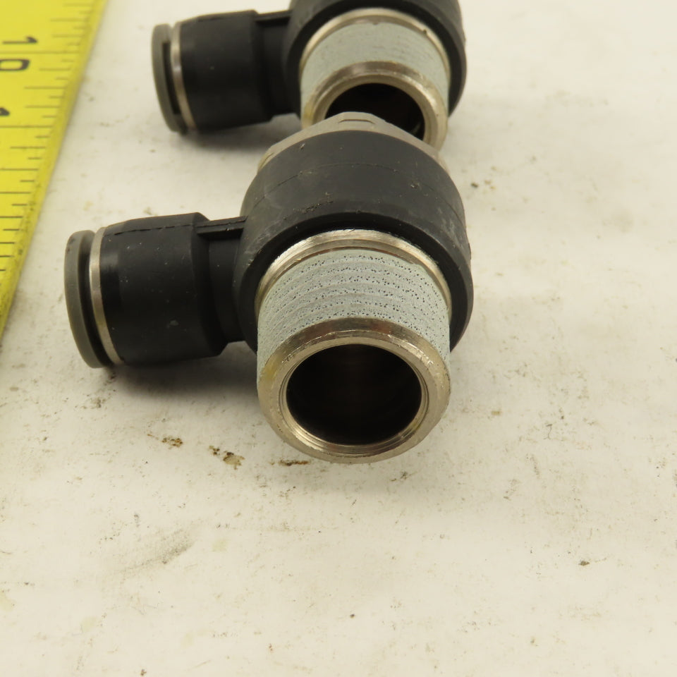 1/2" NPT x 3/8" Push To Connect Tube Nylon Swivel Elbow Fitting Lot Of 2