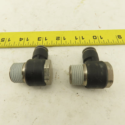1/2" NPT x 3/8" Push To Connect Tube Nylon Swivel Elbow Fitting Lot Of 2