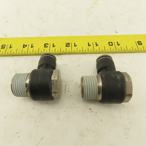 1/2" NPT x 3/8" Push To Connect Tube Nylon Swivel Elbow Fitting Lot Of 2