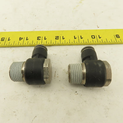 1/2" NPT x 3/8" Push To Connect Tube Nylon Swivel Elbow Fitting Lot Of 2