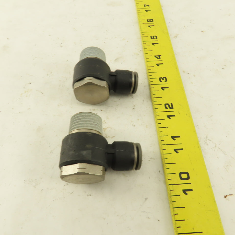 1/2" NPT x 3/8" Push To Connect Tube Nylon Swivel Elbow Fitting Lot Of 2