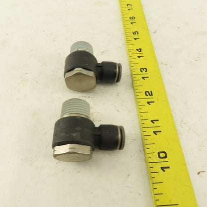 1/2" NPT x 3/8" Push To Connect Tube Nylon Swivel Elbow Fitting Lot Of 2