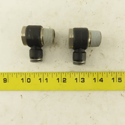 1/2" NPT x 3/8" Push To Connect Tube Nylon Swivel Elbow Fitting Lot Of 2