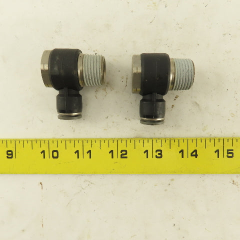 1/2" NPT x 3/8" Push To Connect Tube Nylon Swivel Elbow Fitting Lot Of 2