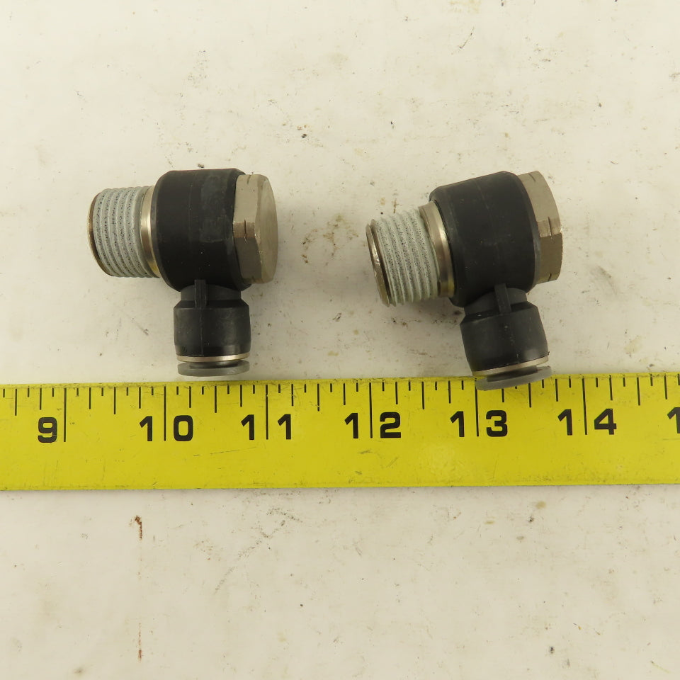 1/2" NPT x 3/8" Push To Connect Tube Nylon Swivel Elbow Fitting Lot Of 2