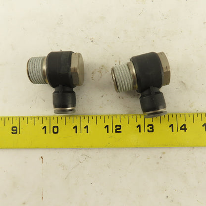 1/2" NPT x 3/8" Push To Connect Tube Nylon Swivel Elbow Fitting Lot Of 2