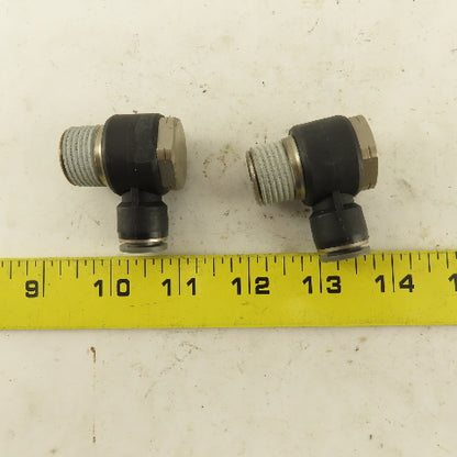 1/2" NPT x 3/8" Push To Connect Tube Nylon Swivel Elbow Fitting Lot Of 2