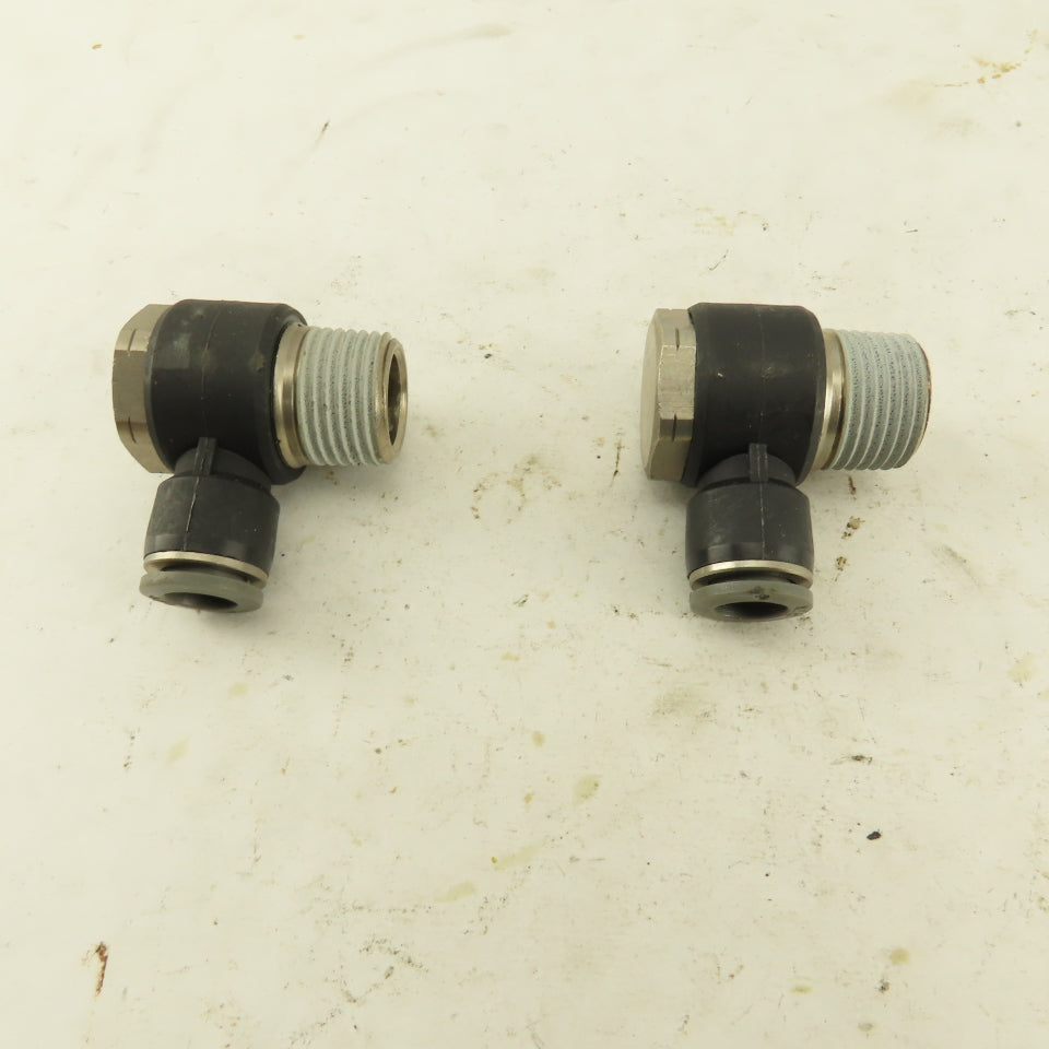 1/2" NPT x 3/8" Push To Connect Tube Nylon Swivel Elbow Fitting Lot Of 2