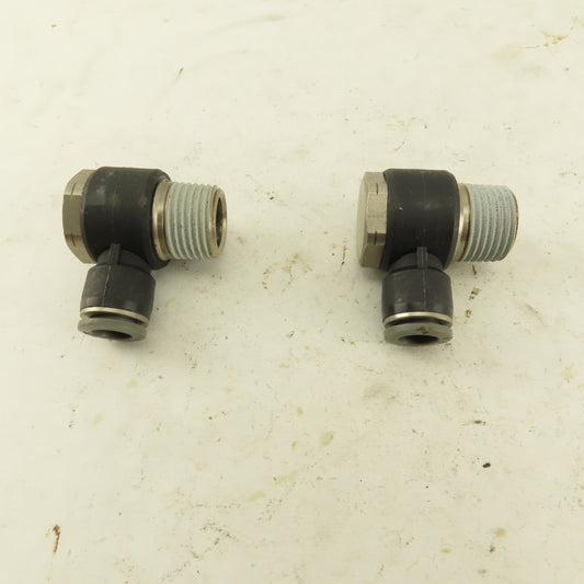 1/2" NPT x 3/8" Push To Connect Tube Nylon Swivel Elbow Fitting Lot Of 2