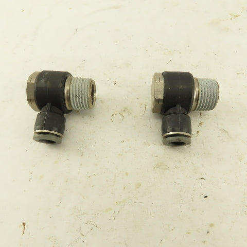 1/2" NPT x 3/8" Push To Connect Tube Nylon Swivel Elbow Fitting Lot Of 2