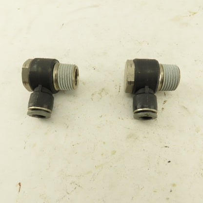 1/2" NPT x 3/8" Push To Connect Tube Nylon Swivel Elbow Fitting Lot Of 2