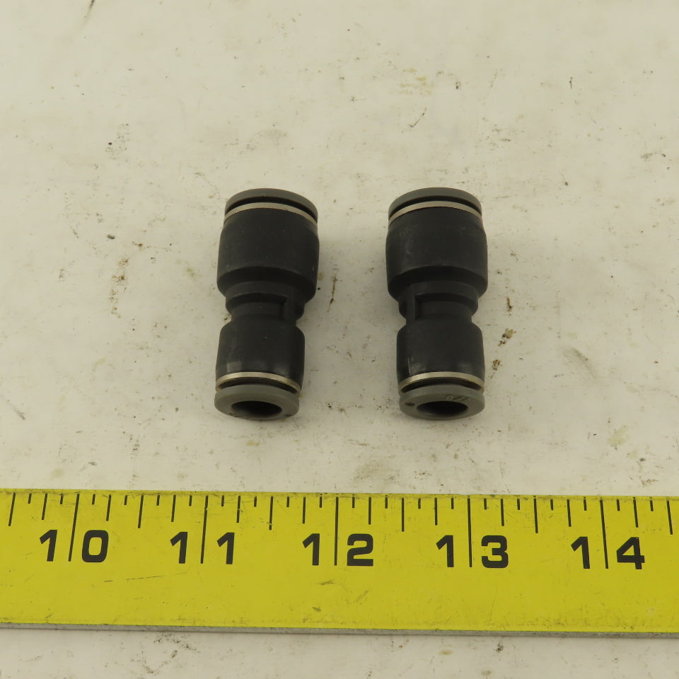 1/2" x 3/8" Push To Connect Tube Reducer Union Nylon Lot Of 2