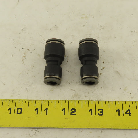 1/2" x 3/8" Push To Connect Tube Reducer Union Nylon Lot Of 2
