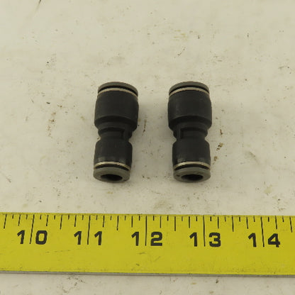 1/2" x 3/8" Push To Connect Tube Reducer Union Nylon Lot Of 2