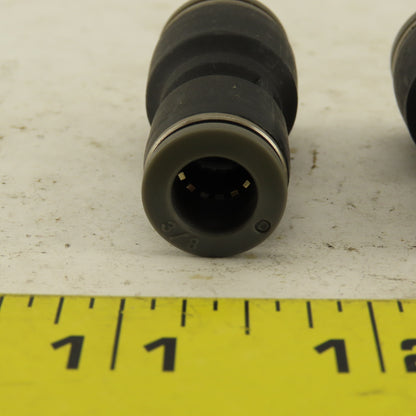 1/2" x 3/8" Push To Connect Tube Reducer Union Nylon Lot Of 2