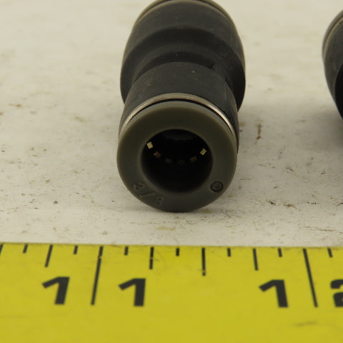 1/2" x 3/8" Push To Connect Tube Reducer Union Nylon Lot Of 2