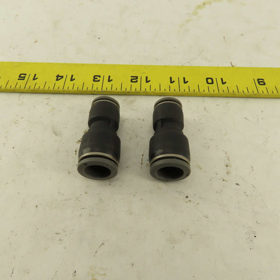 1/2" x 3/8" Push To Connect Tube Reducer Union Nylon Lot Of 2