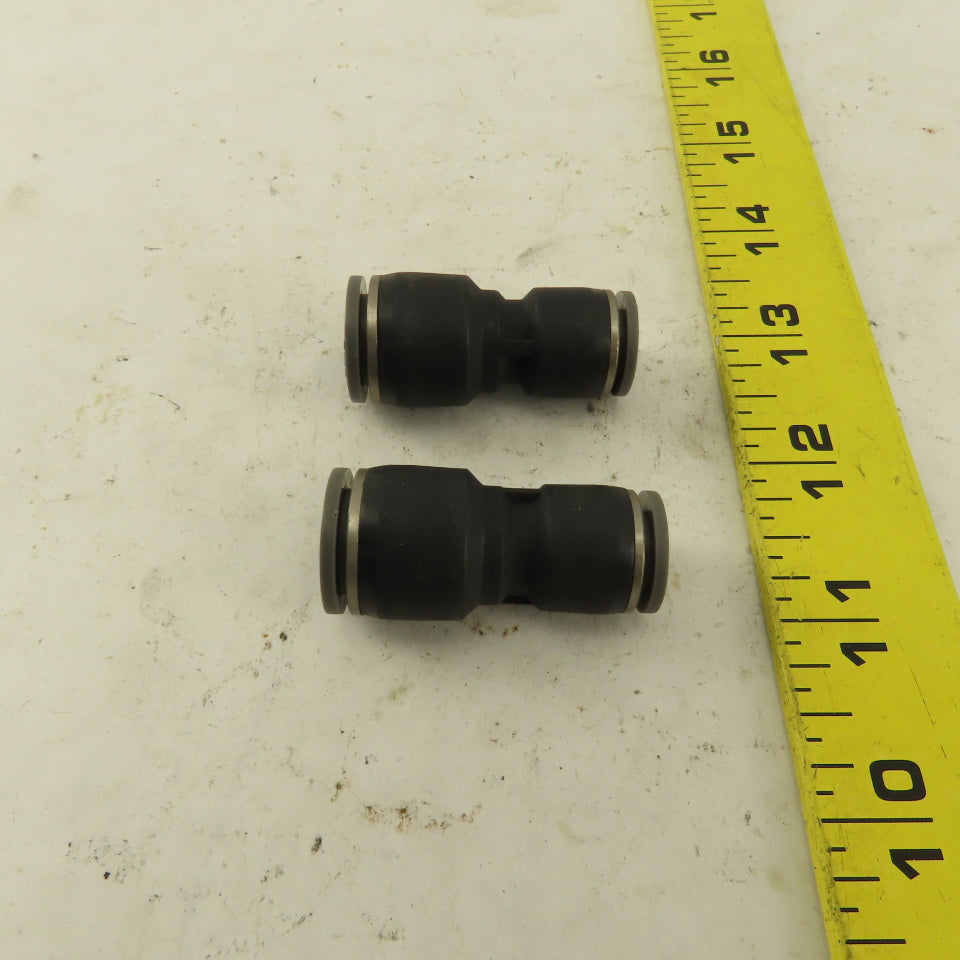 1/2" x 3/8" Push To Connect Tube Reducer Union Nylon Lot Of 2