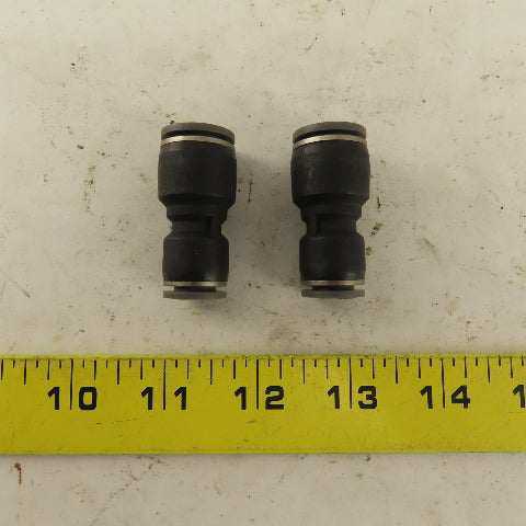 1/2" x 3/8" Push To Connect Tube Reducer Union Nylon Lot Of 2