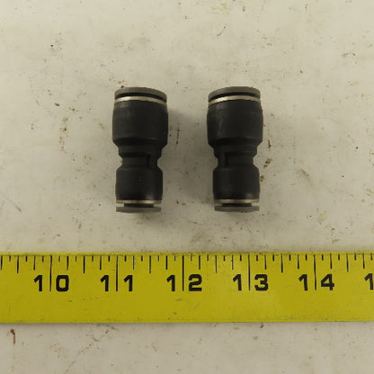 1/2" x 3/8" Push To Connect Tube Reducer Union Nylon Lot Of 2