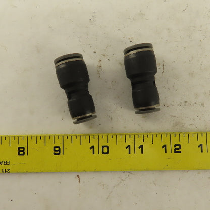 1/2" x 3/8" Push To Connect Tube Reducer Union Nylon Lot Of 2