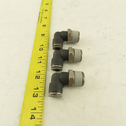 1/2" NPT x 3/8" Tube Push To Connect Elbow 90° Lot Of 3