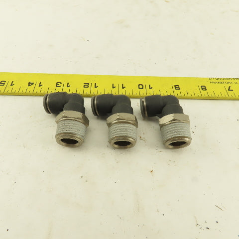 1/2" NPT x 3/8" Tube Push To Connect Elbow 90° Lot Of 3