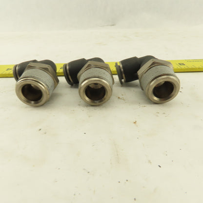 1/2" NPT x 3/8" Tube Push To Connect Elbow 90° Lot Of 3