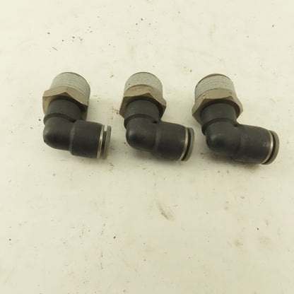 1/2" NPT x 3/8" Tube Push To Connect Elbow 90° Lot Of 3
