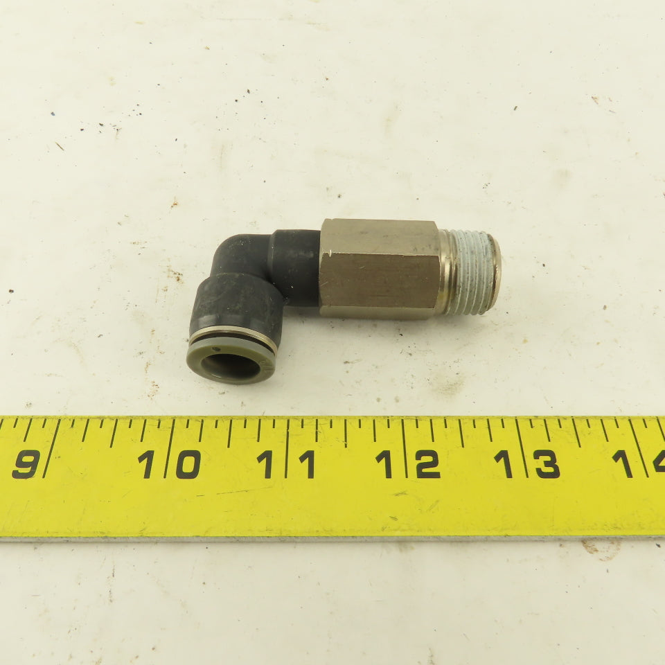 1/2" NPT x 1/2" Tube Push To Connect Elbow 90° Extended