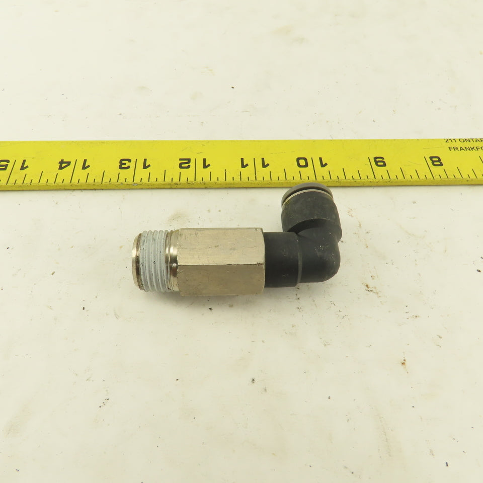 1/2" NPT x 1/2" Tube Push To Connect Elbow 90° Extended