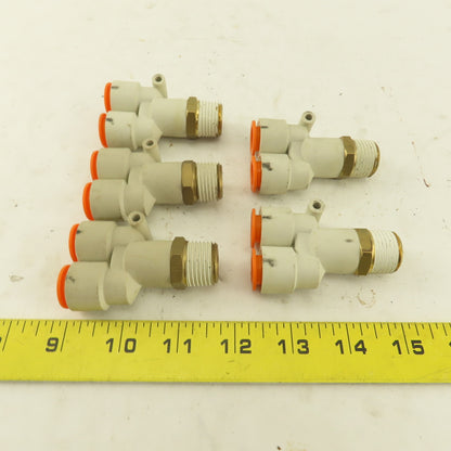 SMC 1/2 NPT X 1/2" Push To Connect Tube Male Wye Union Y Fitting Lot Of 5