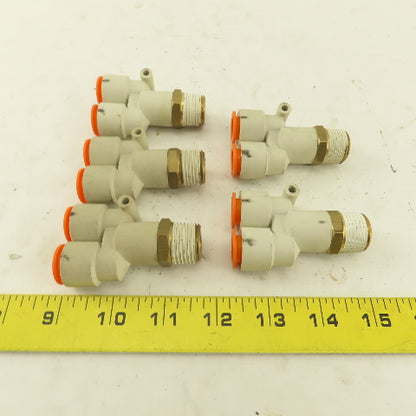SMC 1/2 NPT X 1/2" Push To Connect Tube Male Wye Union Y Fitting Lot Of 5