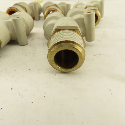 SMC 1/2 NPT X 1/2" Push To Connect Tube Male Wye Union Y Fitting Lot Of 5