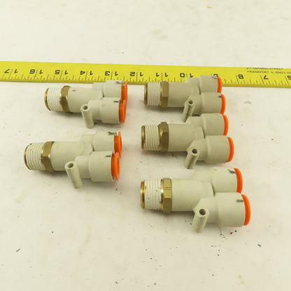SMC 1/2 NPT X 1/2" Push To Connect Tube Male Wye Union Y Fitting Lot Of 5