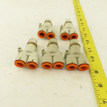 SMC 1/2 NPT X 1/2" Push To Connect Tube Male Wye Union Y Fitting Lot Of 5