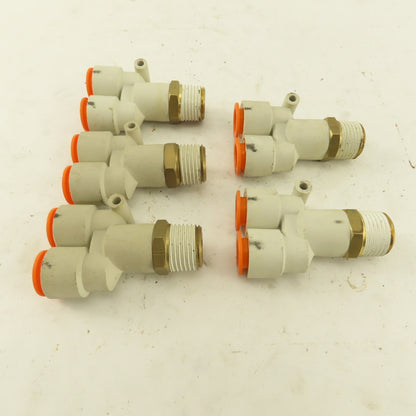 SMC 1/2 NPT X 1/2" Push To Connect Tube Male Wye Union Y Fitting Lot Of 5