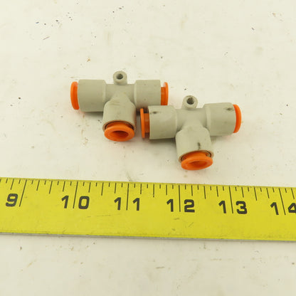 SMC 3/8" Nylon Push To Connect Tube Union TEE Lot Of 2