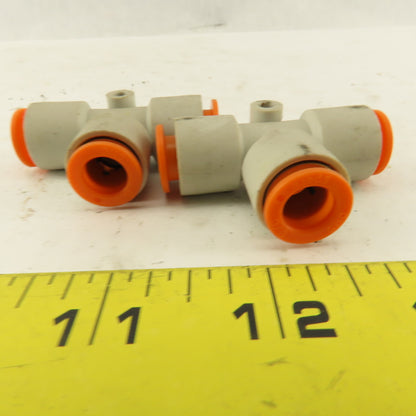 SMC 3/8" Nylon Push To Connect Tube Union TEE Lot Of 2