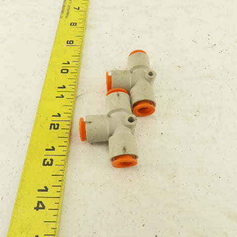 SMC 3/8" Nylon Push To Connect Tube Union TEE Lot Of 2